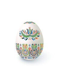 Floral motif painted Easter egg over white background, vector illustration