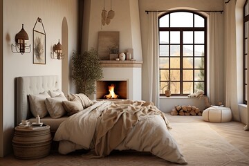 Mediterranean Serenity: Beige and Terracotta Bedroom Designs for Sunlit Warmth