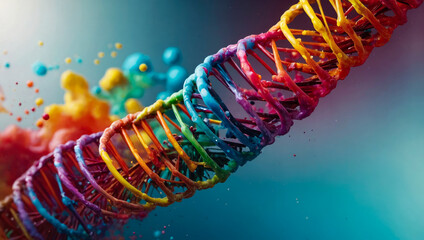 illustration of human DNA helical spiral - microscopic view of double helix