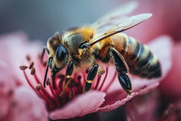 Küchenrückwand glas motiv Close up bee on a flower © paul
