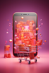 Online shopping on a smartphone concept, illustration