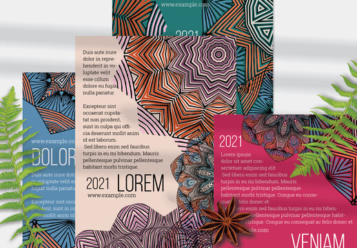 Flyer Layout with Mandala and Ethnic Tribal Lace Flower Elements