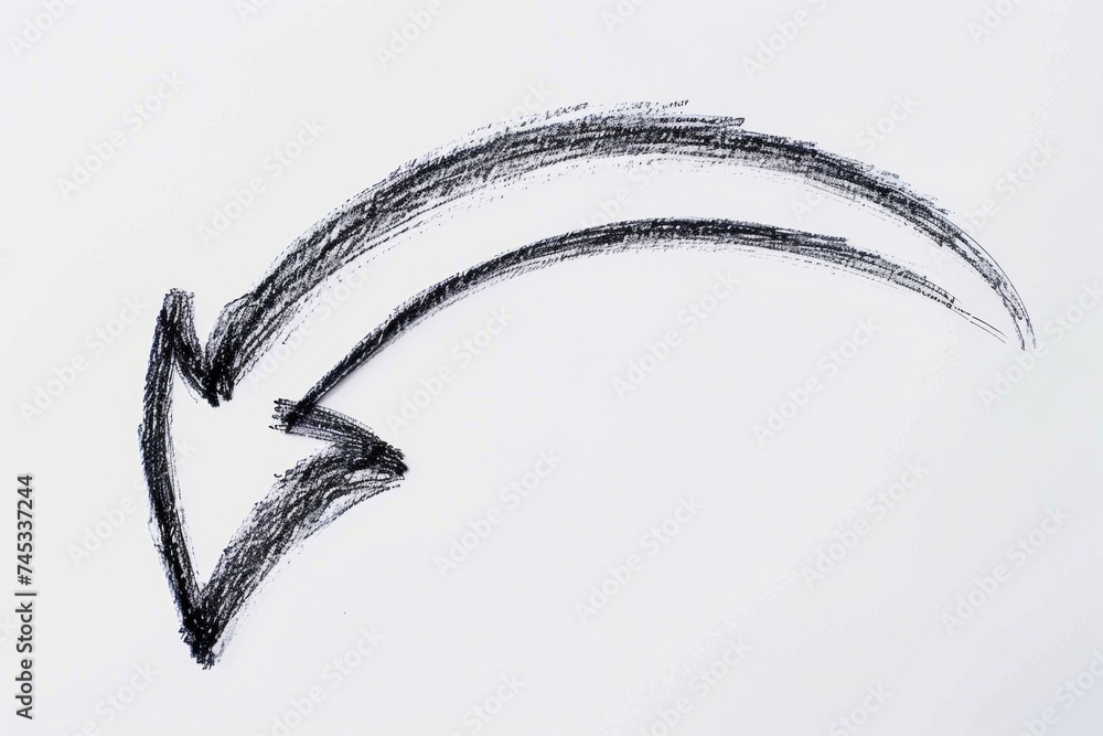Poster drawn arrow. background with selective focus and copy space