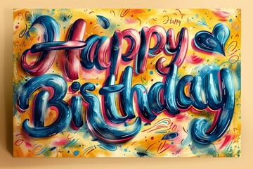 Lettering Happy Birthday. Colorful background with selective focus and copy space