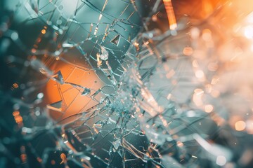 Glass shattering effect Symbolizing sudden impact or breakthrough With a focus on the dynamic shards and motion. - obrazy, fototapety, plakaty