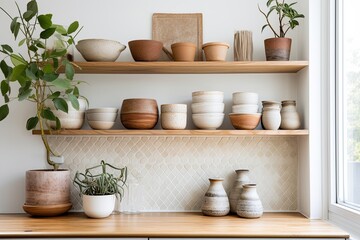 Fototapeta na wymiar Chic Decor Dreams: Modern Kitchen With Mosaic Backsplash in a Scandinavian Home