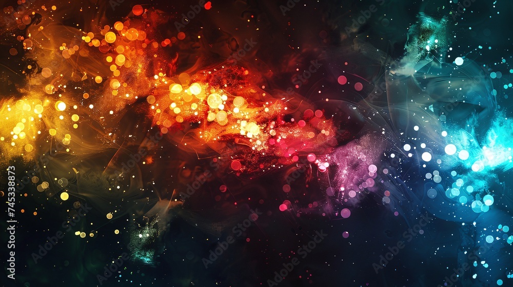 Poster festive abstract firework background with ample copy space, ideal for vibrant party displays and cel