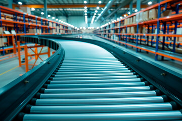Fototapeta premium Empty Conveyor belt in distribution center