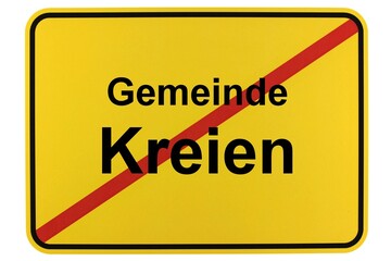 Illustration eines Ortsschildes der Gemeinde Kreien in Mecklenburg-Vorpommern