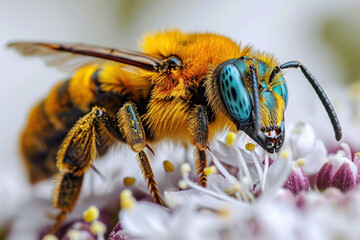 Close up bee on a flower