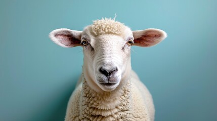 Naklejka na ściany i meble Sheep Portrait, A Captivating Glimpse into the World of Woolly Charm