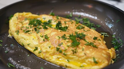 gourmet breakfast delight: preparing a delicious omlette in a frying pan for a flavorful morning meal