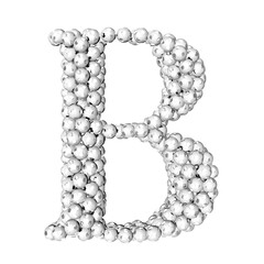 Symbols made from silver soccer balls. letter b