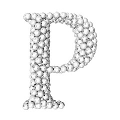 Symbols made from silver soccer balls. letter p
