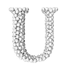 Symbols made from silver soccer balls. letter u
