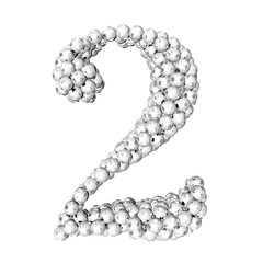 Symbols made from silver soccer balls. number 2