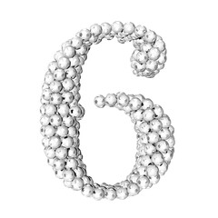 Symbols made from silver soccer balls. number 6