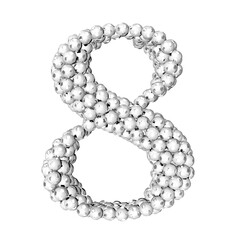 Symbols made from silver soccer balls. number 8