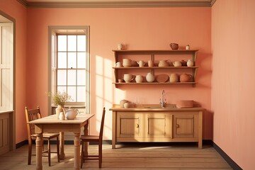 Soft Peach Dream: Rustic Minimalism & Elegance in Soft Pastel Kitchen Decors