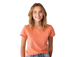 Fototapeta premium portrait of young woman smiling with happy face, cheerful and friendly girl