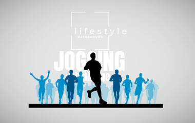 Running marathon, people run - vector illustration - 745341649