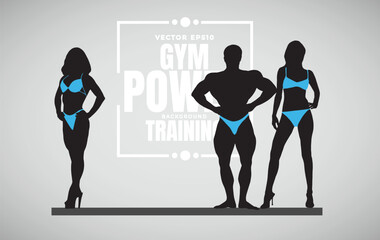 Illustration of active young body builder muscle people, vector - 745341663