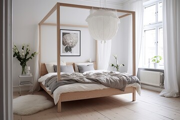 Serenity in Wood: Scandinavian Bedroom Canopy Bed Inspirations