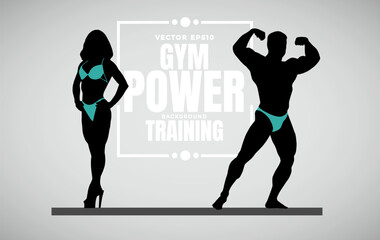 Illustration of active young body builder muscle people, vector - 745341836