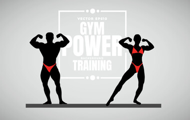 Illustration of active young body builder muscle people, vector - 745341851