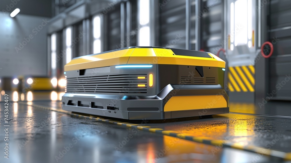 Poster automated guided vehicle technology in logistics management for optimized warehouse efficiency and p