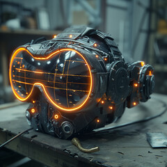 Cinematic Shot of Sci-Fi Goggles in Dirty Room