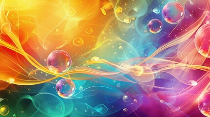 vibrant bubbles in motion on colorful background, showcasing dynamic pattern and playful...