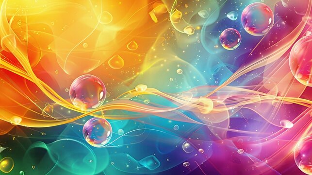 vibrant bubbles in motion on colorful background, showcasing dynamic pattern and playful composition, perfect for digital art projects and creative illustrations