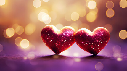 Red hearts bokeh, Valentine's Day background