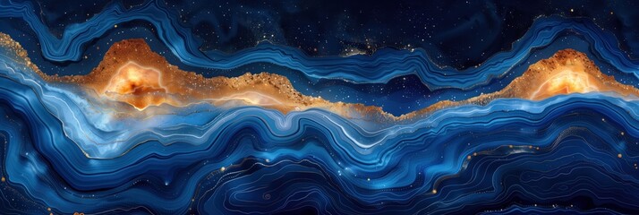 Fototapeta premium Blue Gold Marble.