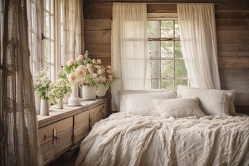 Rustic Woods and Lace Curtains: Vintage Farmhouse Bedroom Designs with Countryside Charm