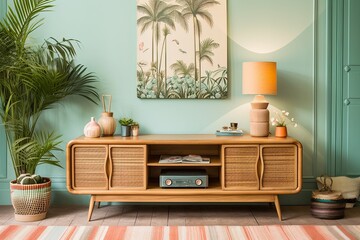 Vintage Revival: Nostalgic Bamboo Furniture Living Room Ideas & Retro Prints!