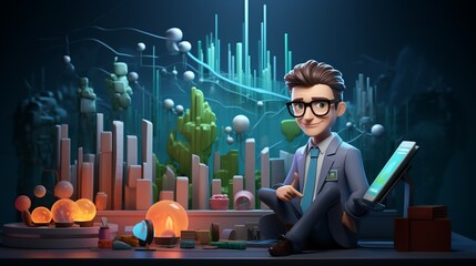 Data Analytics, Genomic Counselor, 3D ICONS, clay, cartoon, Cute, shiny, smooth, clean background, simple details, 8K