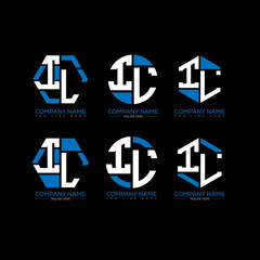 IL letter logo set design.IL monogram polygonal and circle shape vector. IL unique design.
