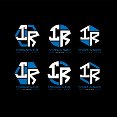 IR letter logo set design.IR monogram polygonal and circle shape vector. IR unique design.
