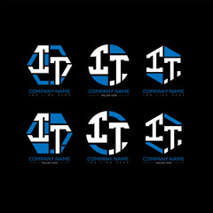 IT letter logo set design.IT monogram polygonal and circle shape vector. IT unique design.
