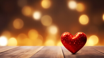 Fototapeta premium Valentine's Day soft pink and red heart bokeh background