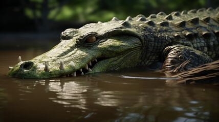 Obraz premium A Crocodile Reptiles is drinking water Generated AI photo