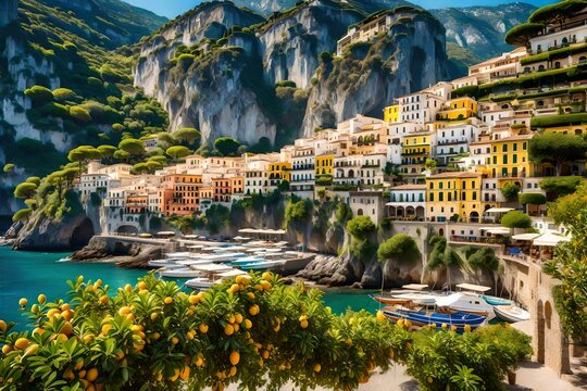 manarola cinque terre country , Transport yourself to the sun-drenched shores of the Amalfi Coast in Italy, where lush lemon trees thrive under the Mediterranean sun
