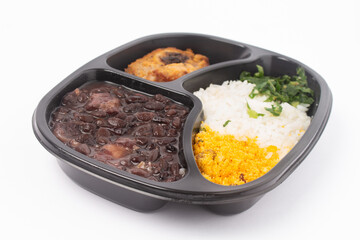 Feijoada dish on  white background. Traditional Brazilian food.