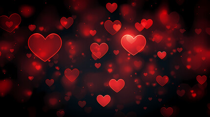 Valentine's Day soft pink and red heart bokeh background