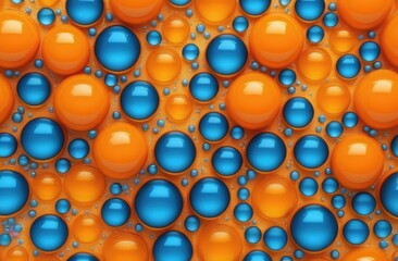 orange round molecules on a blue background