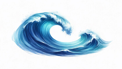A single, horizontal wave painted in watercolor on a white background wallpaper