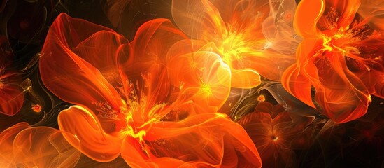 A close-up view of a bunch of vibrant orange flowers, showcasing the fiery hues and intricate...