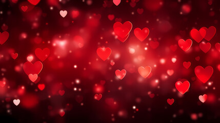 Valentine's Day soft pink and red heart bokeh background